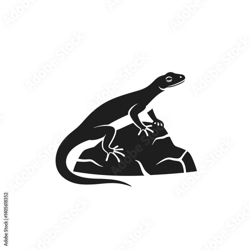 Lizard silhouette on rock: A minimalist silhouette of a lizard basking atop a rugged stone, embodying the essence of resilience and connection with the natural world.