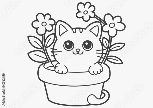 Flower Cat Coloring Pages
