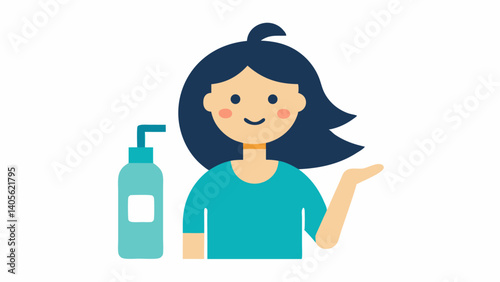 Instructional vector illustrations of a beauty girl taking care of her hair showing haircare routines ideal for cosmetics beauty blogs and how-to guides