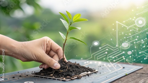 Nurturing innovation planting ideas in technology digital garden growth nature perspective