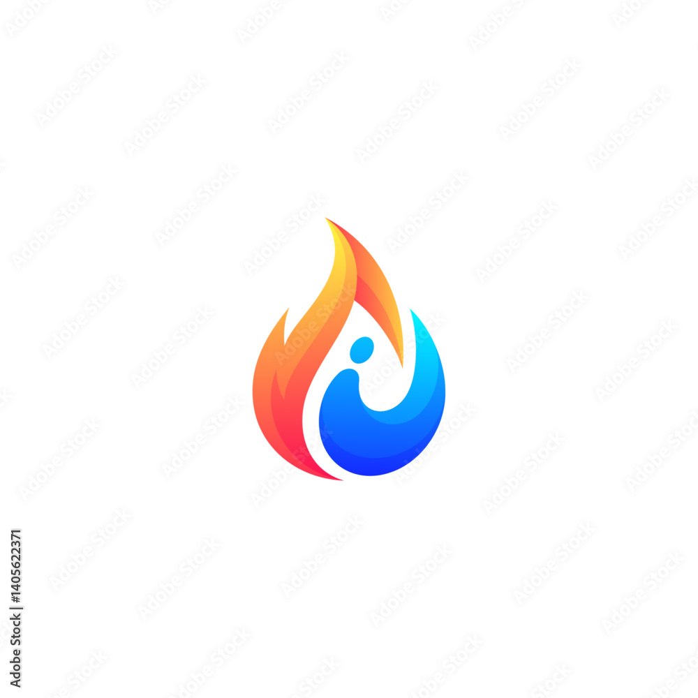 fire water logo in simple modern design style fire water logo in simple modern design style