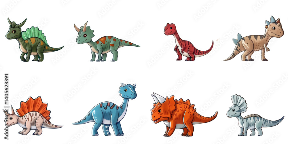 Obraz premium Dinosaur adventure jurassic landscape digital art colorful creatures playful environment imaginative viewpoint