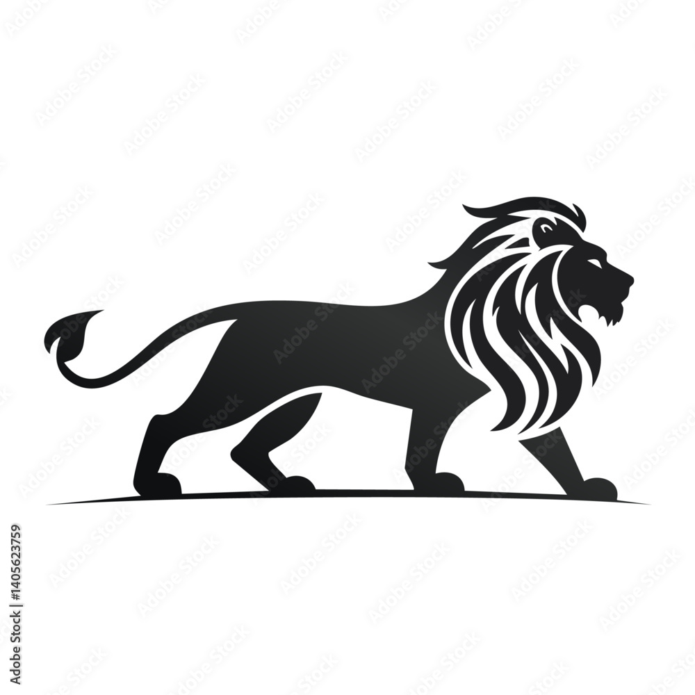 Obraz premium Lion Logo - Minimalist Flat Simple Black Silhouette Logogram for Brand Identity 