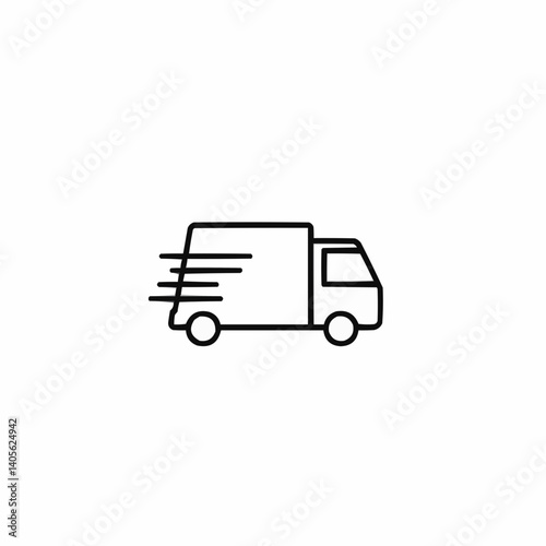 Delivery truck moving quickly in a minimalist style  