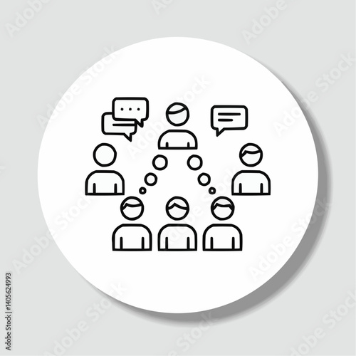 Business communication network diagram in minimalist style  