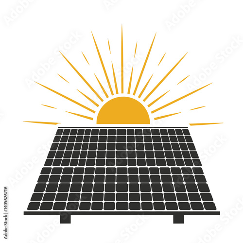 Solar Panel and Sun: A graphic depicts a solar panel basking in the radiant glow of the sun, a powerful symbol of clean, sustainable energy.