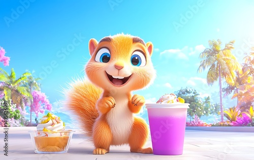 Cute Squirrel Treats Beach