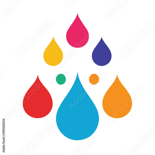 Artistic Abstract Droplets in Rounded Splash Design