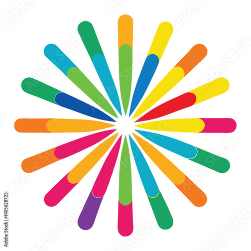 Radiating Abstract Shapes With Rounded Color Forms