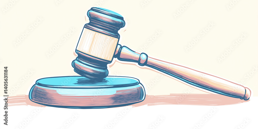 Contemporary Gavel Illustration with a Soft Gradient Background