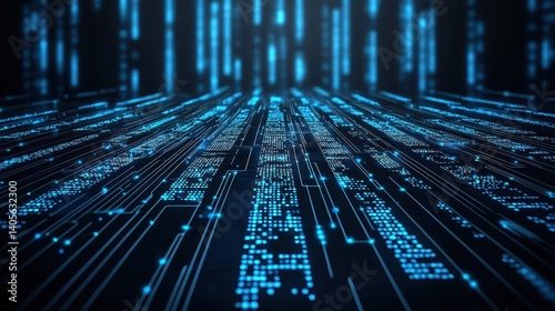 Futuristic Data Flow, Digital Matrix, Cyberspace, Image, Technology, Low Angle, Innovation