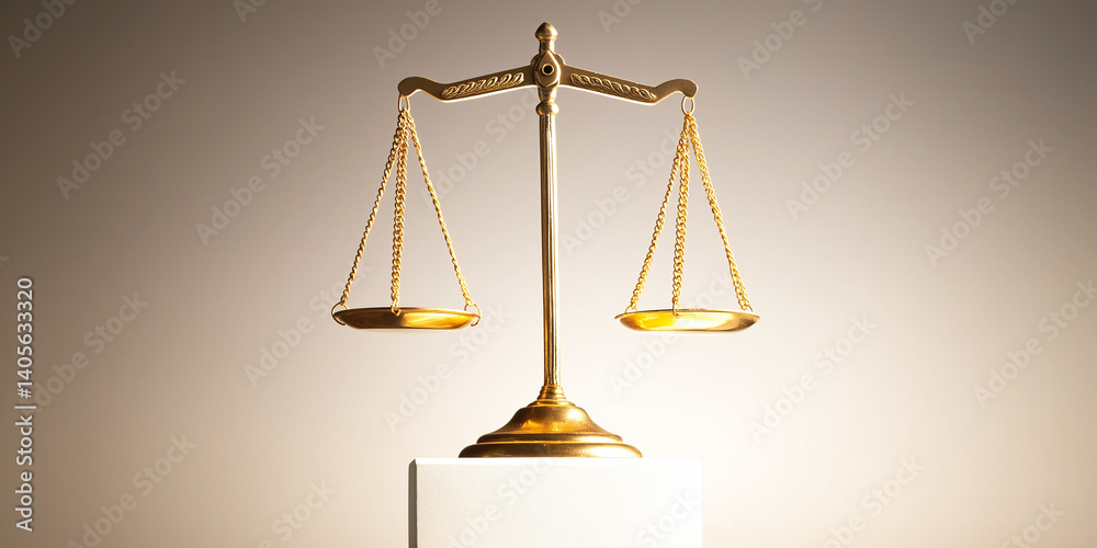 Elegant Golden Scales of Justice on a Clean White Background