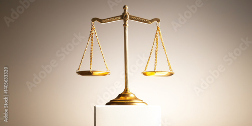Obraz na płótnie Elegant Golden Scales of Justice on a Clean White Background
w salonie