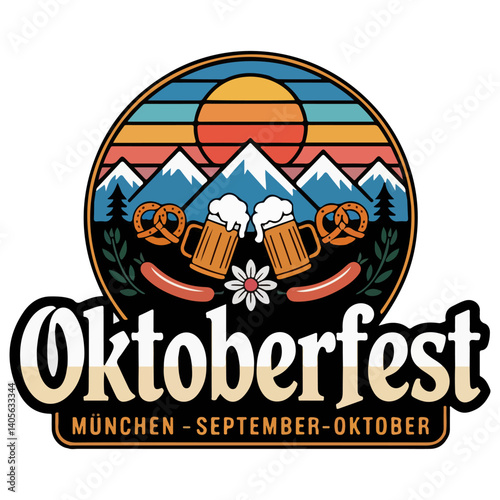 Oktoberfest Retro Badge Vector Design

