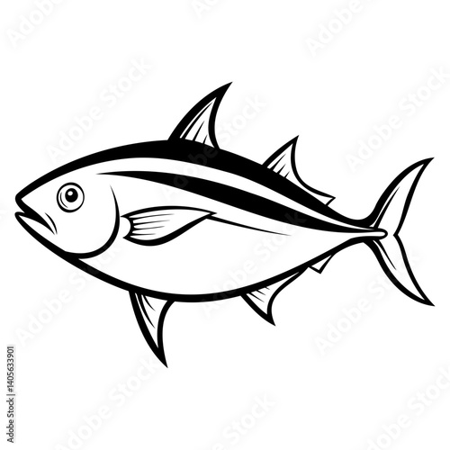 Minimalist Tuna Fish Vector Black Silhouette High-Resolution Black Design Isolated on Clear Background