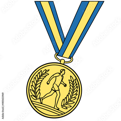 Champion Flat Design Gold Medal Icon Clipart