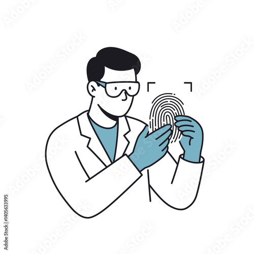 Forensic Analysis: A scientist examines a fingerprint with precision and dedication in a scientific setting, utilizing advanced techniques.