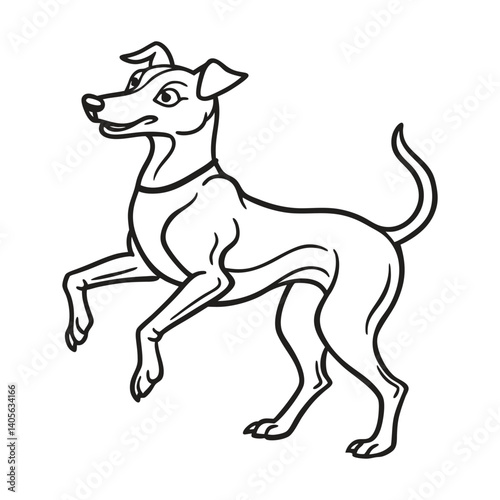 Dancing Dog Outline Vector Illustration