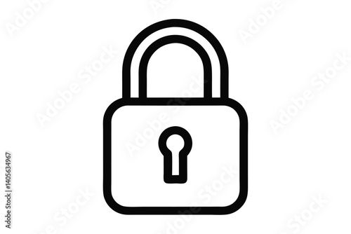 Simple linear padlock icon representing security and access control for data protection