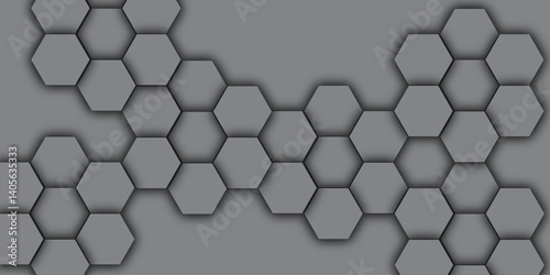 Abstract emboss gray Hexagonal Background. Luxury gray Pattern.  Vector Illustration. 3D Futuristic minimal honeycomb mosaic white background geometric mesh cell texture. modern futuristic wallpaper