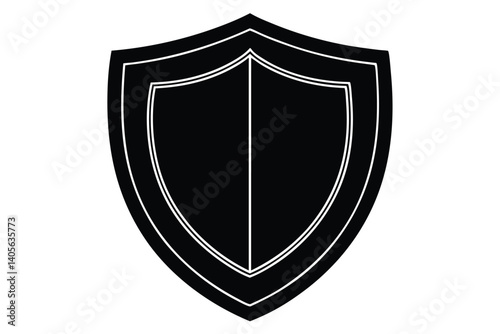 Simple bold black and white shield icon with multiple white borders
