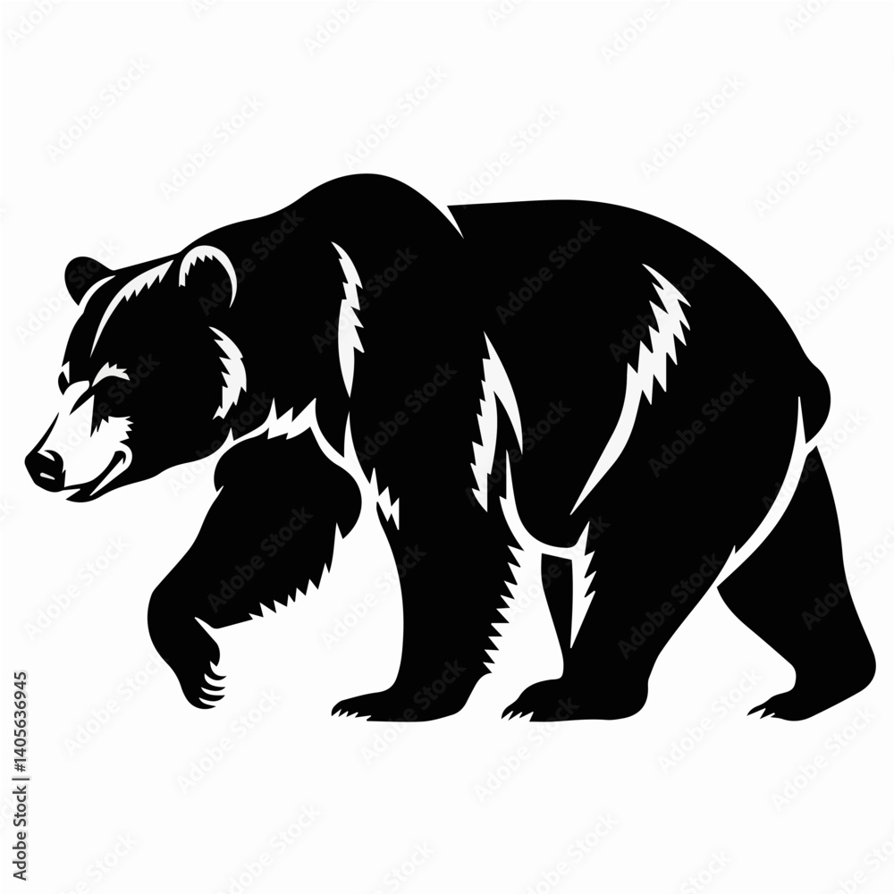 Obraz premium Stylized Black Bear Silhouette in Majestic Art