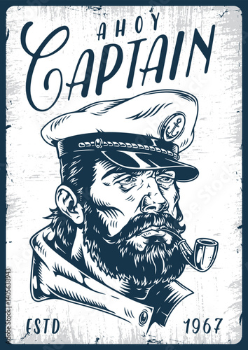 Detailed captain illustration with vintage style