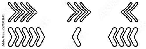 Arrow chevron symbol. Black arrows symbols set. Blend effect. Vector isolated on white background.