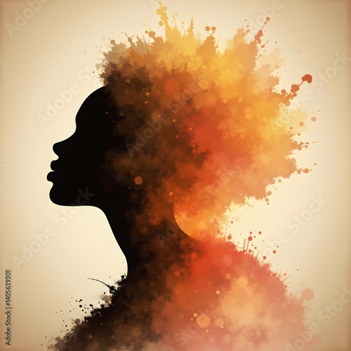 Black African Woman Memory Nostalgia Concept in Sepia Brown