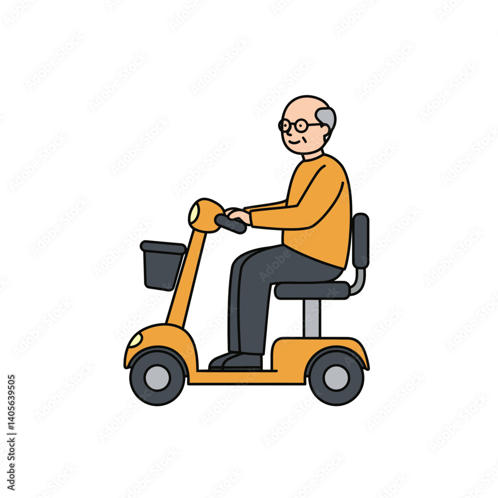 Senior mobility: A kindly senior enjoys independence and ease of movement, riding a mobility scooter, conveying the importance of assisted living for elders. Senior mobility: A kindly senior enjoys independence and ease of movement, riding a mobility scooter, conveying the importance of assisted living for elders.