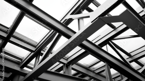Obraz na płótnie A sophisticated steel framework of an industrial construction site, forming a dynamic and modern abstract perspective w salonie