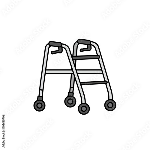 Aid of Mobility: A graphic illustration of two interconnected walkers against a neutral background, designed to enhance mobility and independence. 