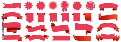 Wallpaper Mural Red Ribbons Set And Isolated White Background Torontodigital.ca