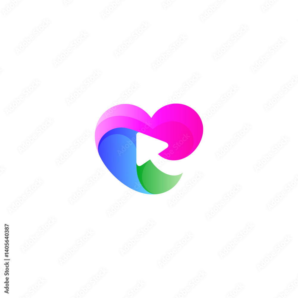 love heart logo with arrow combination in 3d colorful design style love heart logo with arrow combination in 3d colorful design style