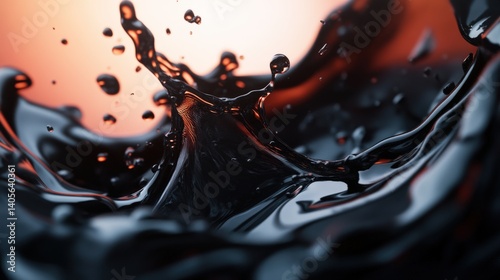 Obraz na płótnie A stunning industrial abstract of black crude oil splashing in slow motion, creating an artistic and powerful visual, with copy space w salonie