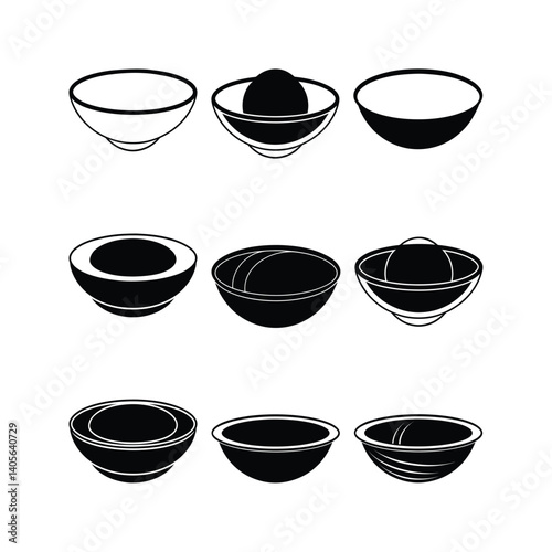 Silhouette of black bowl with a white elliptical ring inside
