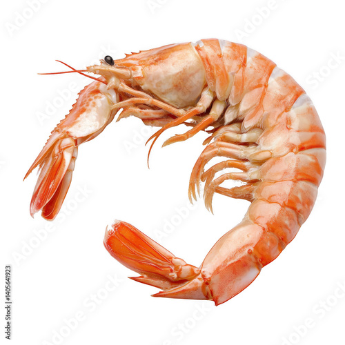 Shrimp isolated on a transparent background. Clipping path included.