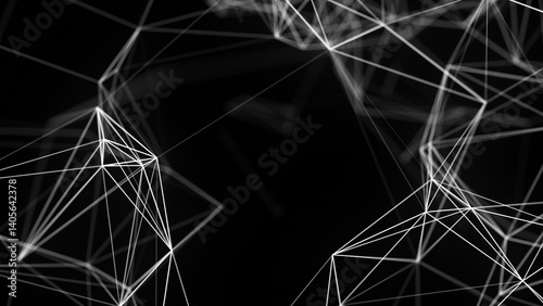 Modern network connection background. Abstract style texture or pattern with lines. Digital futuristic backdrop. Big data visualization. 3D rendering.