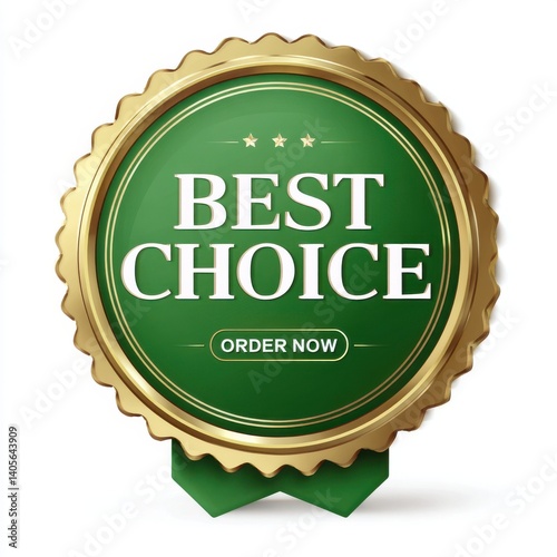 Best choice green and gold badge design vector illustration on white background