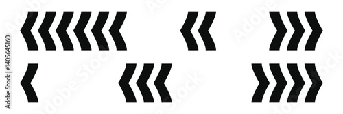 Arrow chevron symbol. Black arrows symbols set. Blend effect. Vector isolated on white background.