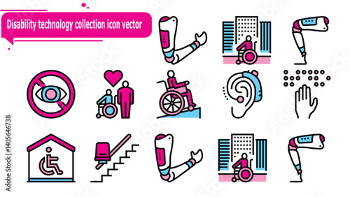 Disability technology collection icon vector