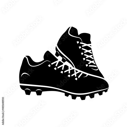Football Boot Silhouette: A sleek, high-contrast silhouette of two football boots. Designed with minimalist precision, it's ideal for sports themes.