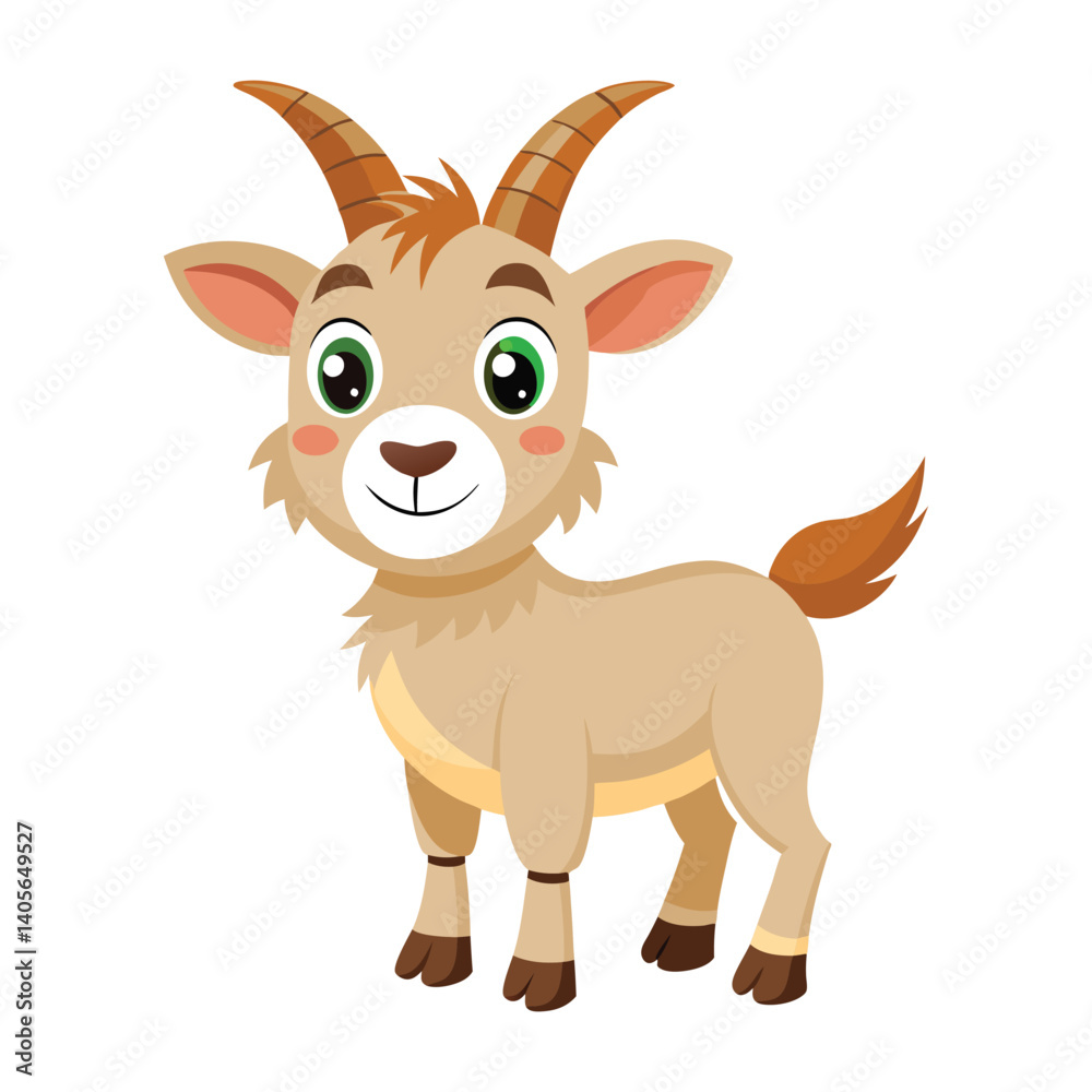 Obraz premium Cheerful Goat Vector Icon Illustration