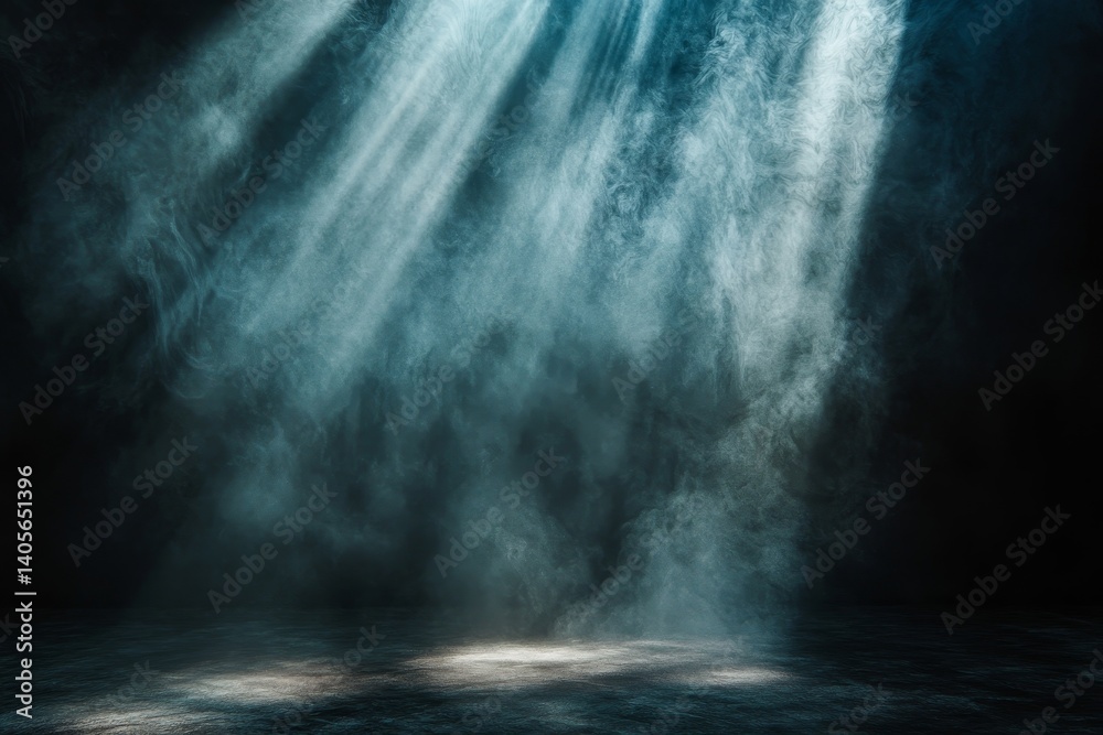 A mysterious ambiance pervades the scene, which features a dark and empty space, a floor illuminated by a spotlight, and a dramatic contrast of light and shadows, all of which is heightened by the A mysterious ambiance pervades the scene, which features a dark and empty space, a floor illuminated by a spotlight, and a dramatic contrast of light and shadows, all of which is heightened by the