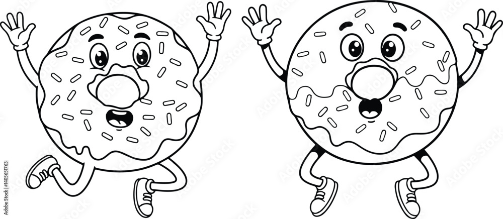 Cute & Funny Cartoon Donut Line Art Vector Set – Hand-Drawn Sweet Treat Clipart Collection Cute & Funny Cartoon Donut Line Art Vector Set – Hand-Drawn Sweet Treat Clipart Collection