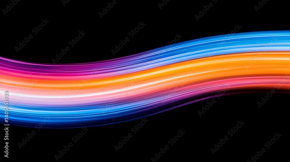 Vibrant Abstract Flow: A Striking Wavy Blend of Colorful Streaks Against a Bold Black Background, Perfect for Modern Designs. Vibrant Abstract Flow: A Striking Wavy Blend of Colorful Streaks Against a Bold Black Background, Perfect for Modern Designs.