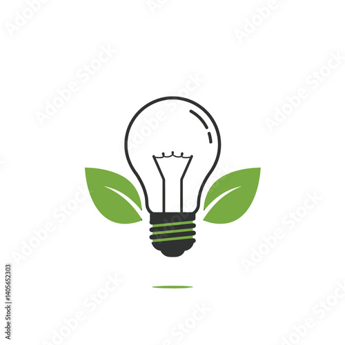 Eco-Friendly Idea: A stylized, elegant illustration of a lightbulb intertwined with vibrant green leaves. It symbolizes the core of innovative thinking, harmonizing technology with the natural world.