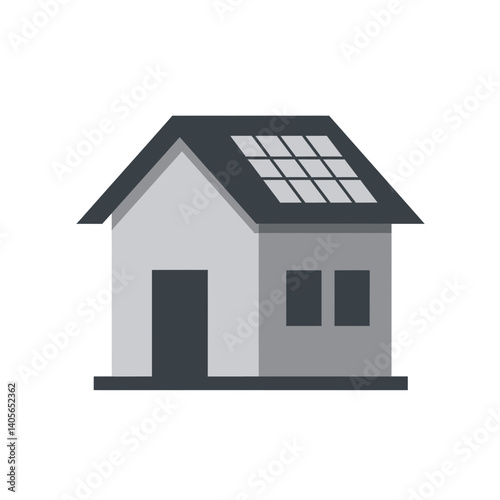 Modern Home with Solar Panels: A contemporary house equipped with solar panels on its roof. Capturing the essence of sustainable living.
