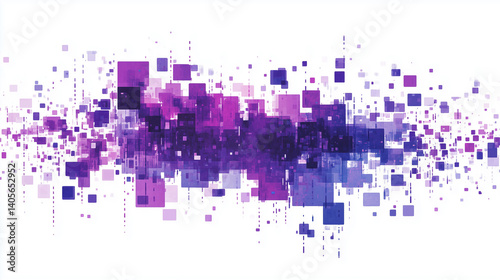 Purple colored flat digital pixel art modern design isolated on white