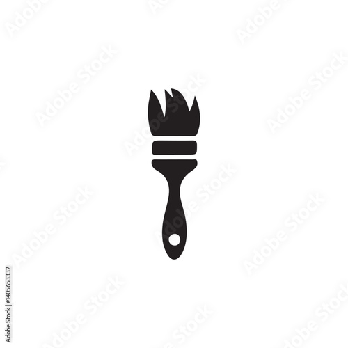 Simple Black Paint Brush Icon.A simple, black and white silhouette of a paint brush.